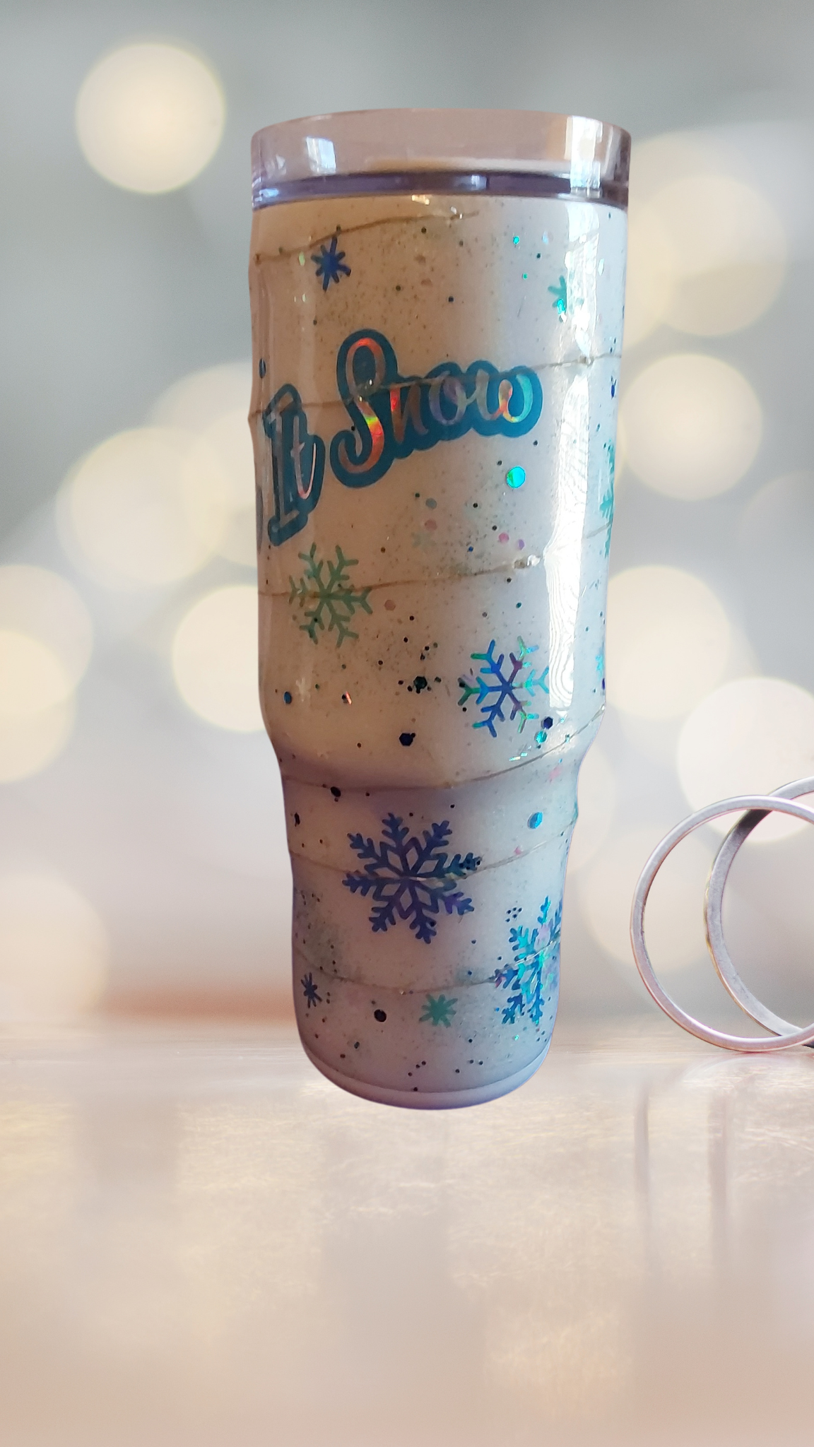 "Let It Snow" 30oz Light-Up Tumbler with Handle and Screw-On Lid