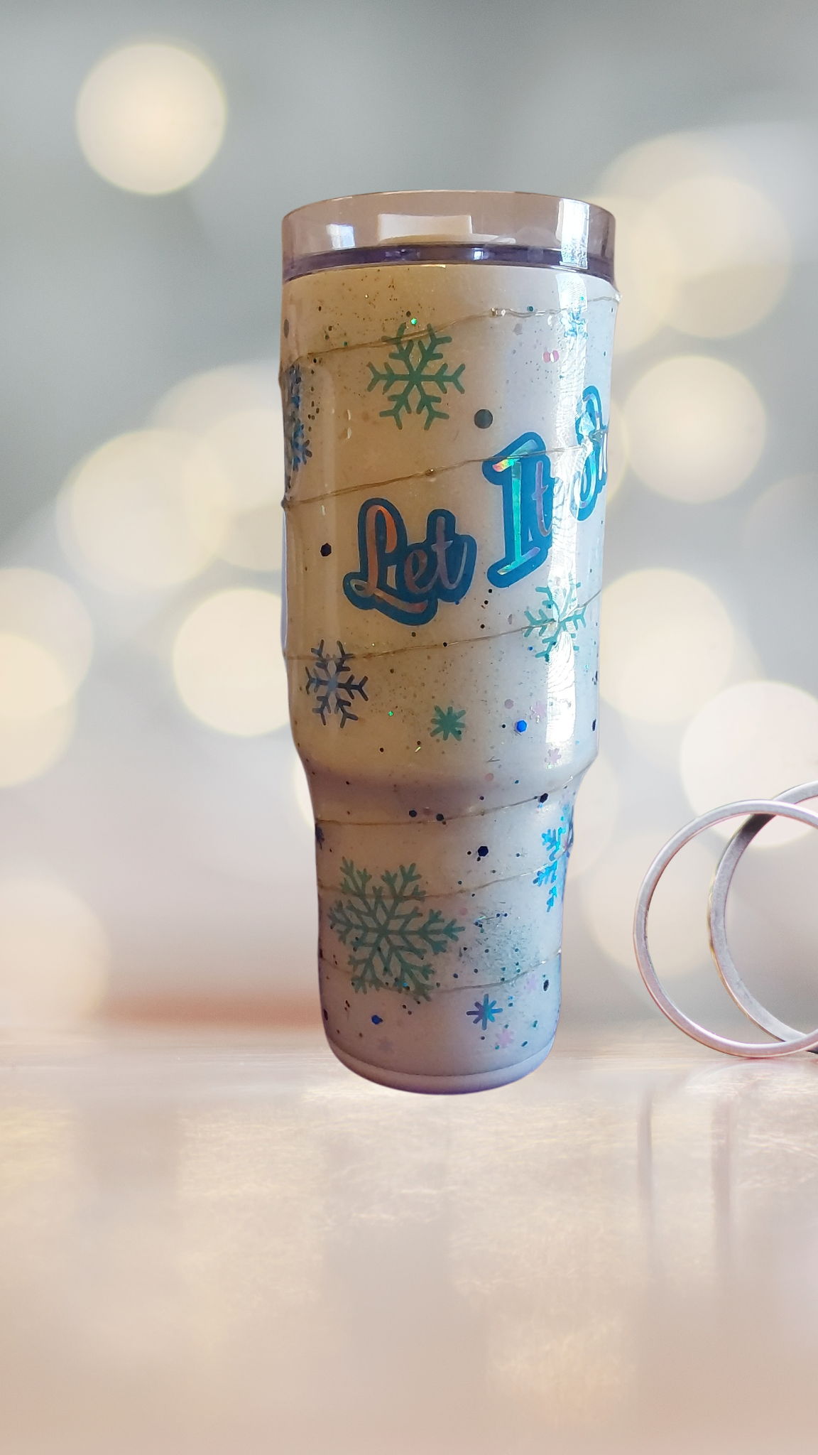 "Let It Snow" 30oz Light-Up Tumbler with Handle and Screw-On Lid