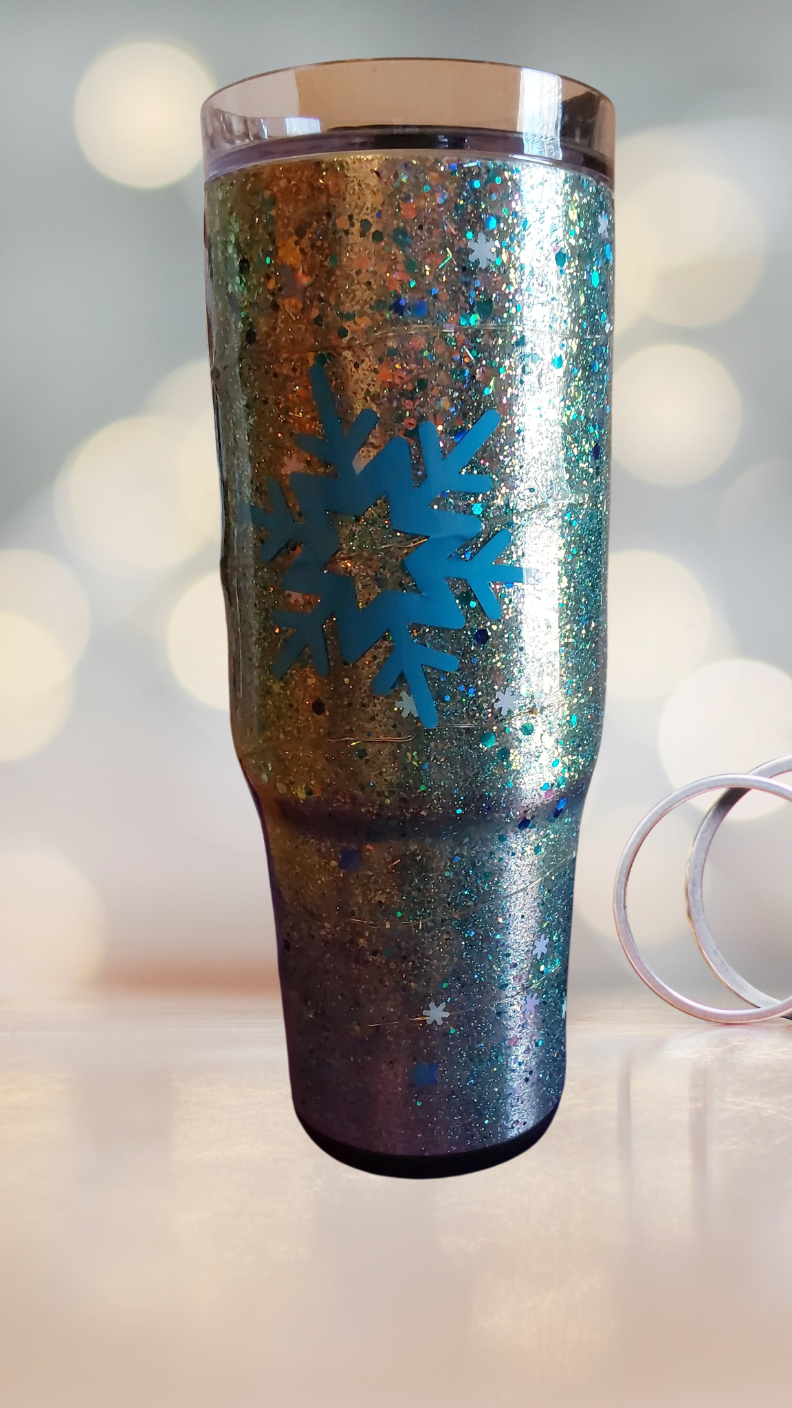 "Stars" 30oz Light-Up Tumbler with Handle and Screw-On Lid