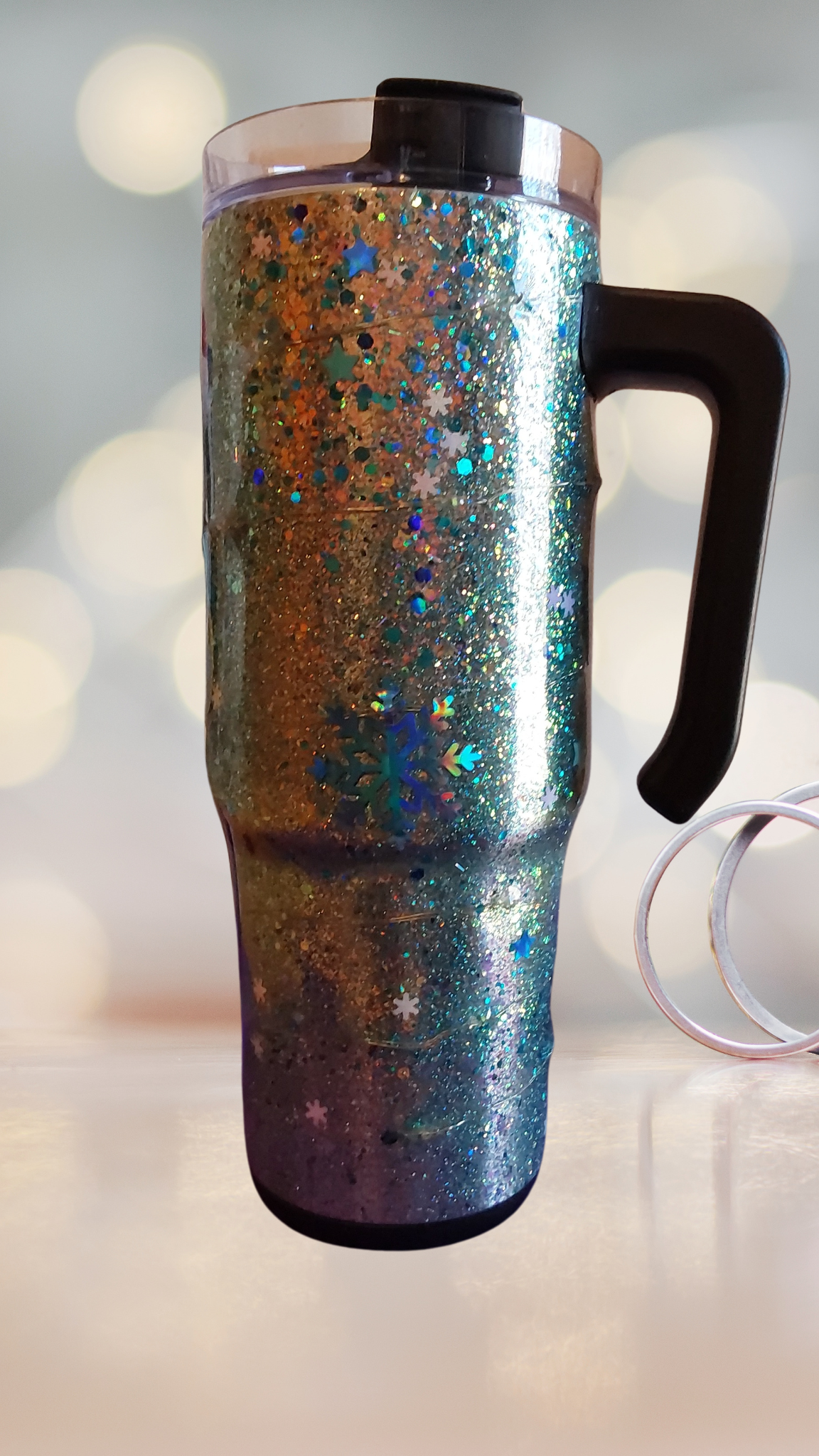 "Stars" 30oz Light-Up Tumbler with Handle and Screw-On Lid